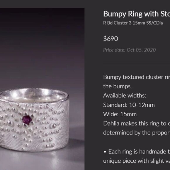 NWOT $400 Dahlia Kanner Sterling Silver & Cognac diamond bumpy ring with stone 6 - Picture 7 of 15